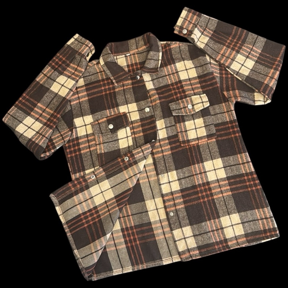 Oversized Lumberjack Brown Plaid Button Shirt